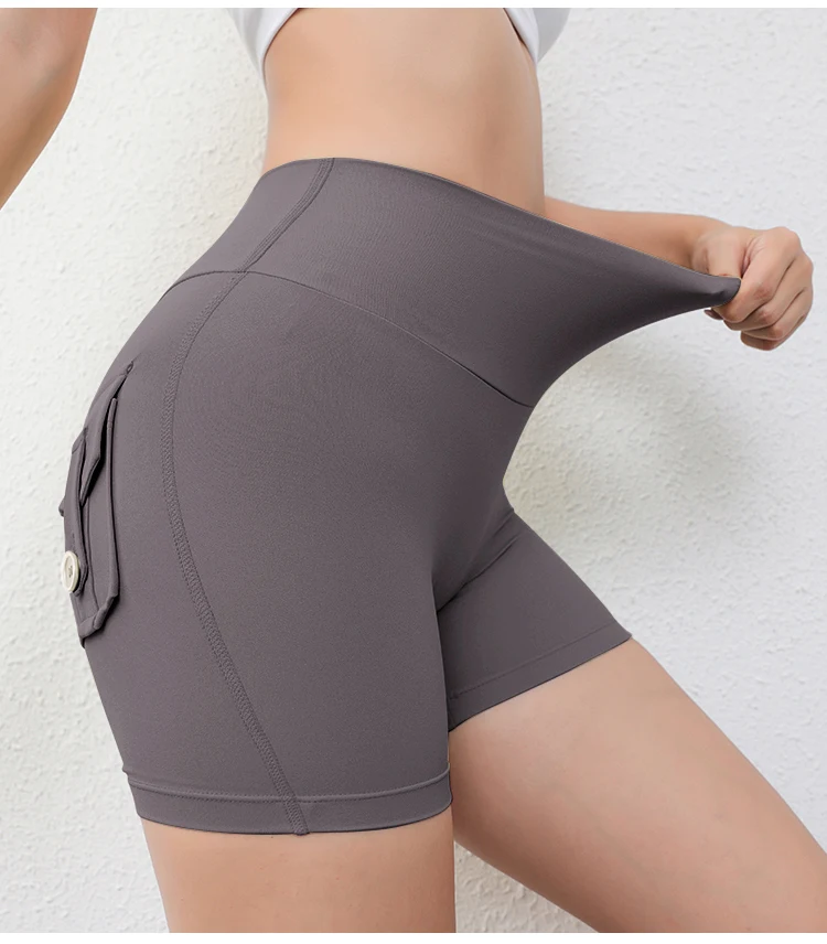 Women Sports Fitness Shorts Scrunch Butt Tummy Control Workout Yoga Shorts for Women Casual Yoga Shorts With Pockets image 2
