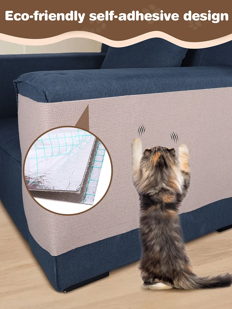2Pcs Cat Scratching Mat DIY Cat Scratching Pad Trimmable Cat Climbing Wall Paws Sharpen Board for Couch Sofa Furniture Protect