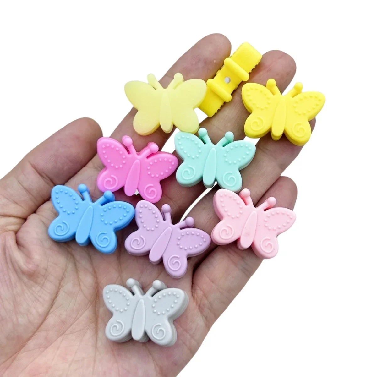 10PC Baby Silicone Bead Circular Butterfly Teethe Baby fai da te String Pen Bead Nipple catene accessori per gioielli Teethe Kawai Gifts