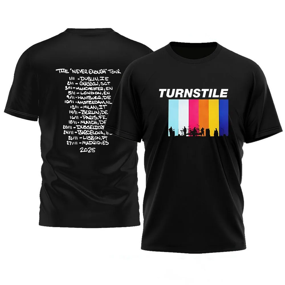 Camiseta de manga corta para hombre y mujer, Tops con torniquete, Europa y Reino Unido, The Never Enough Tour 2025, fechas traseras