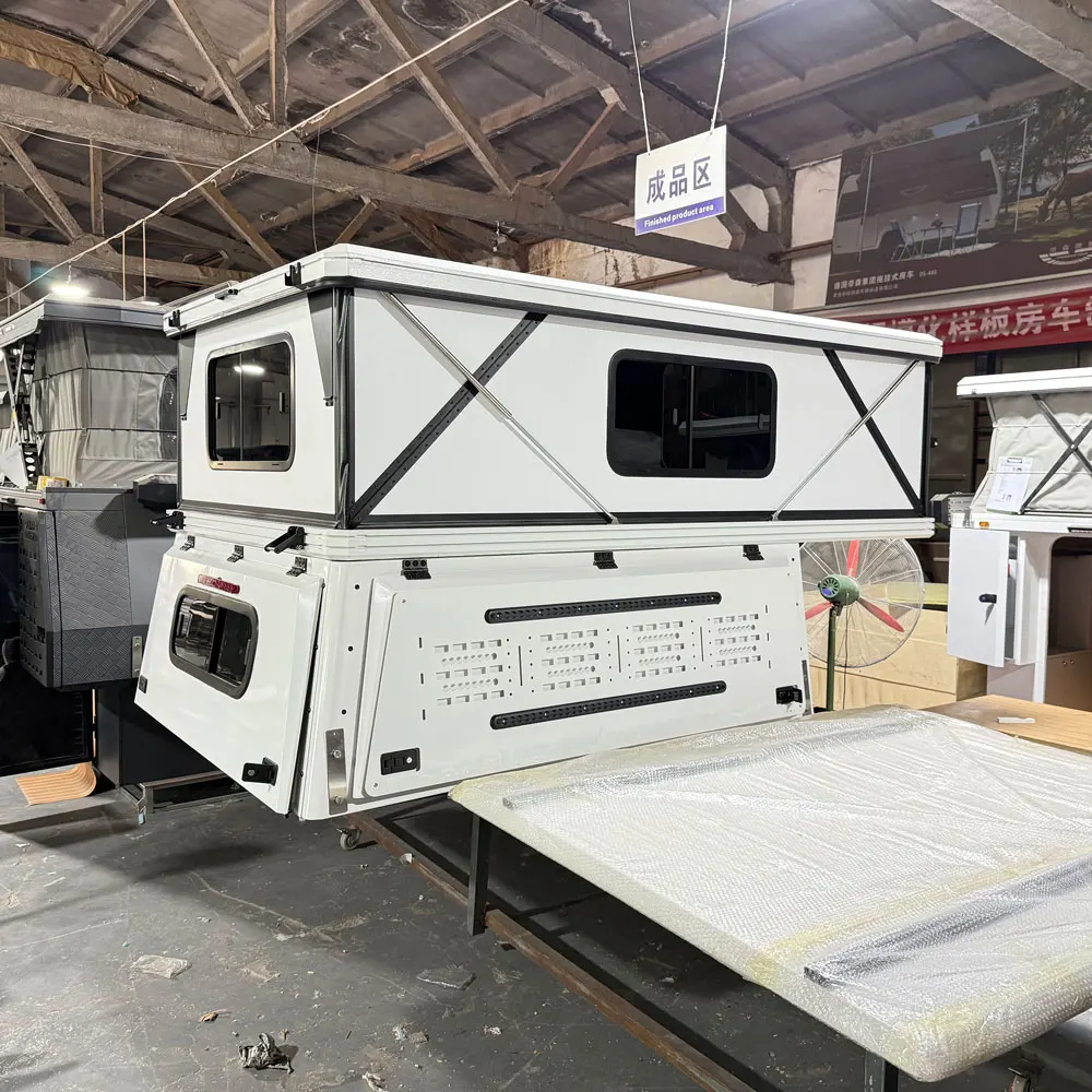 Slide-in Camper Canopy, for 4x4 Pickup Truck, Aluminum Waterproof Shell with Inner Equipment, Off-Road Camping Travel RV Box
