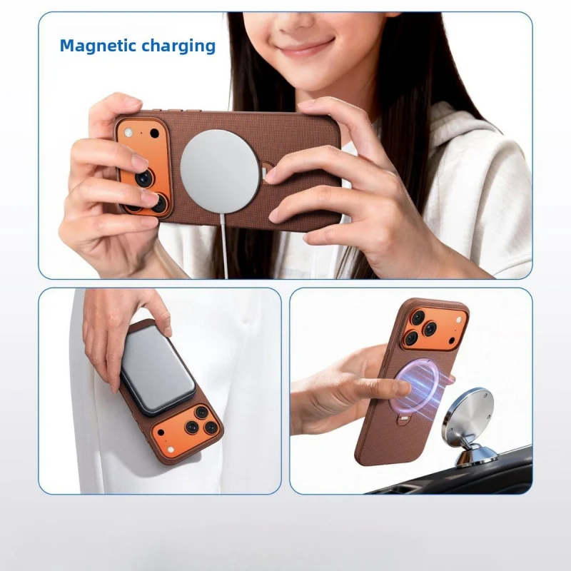 Magnetyczne etui na telefon z techniczną tkaniną i podstawką, 360 °   Obracana, amortyzująca wstrząsy, ochronna obudowa do iPhone 18 Pro Max, 17, 16, 15, 14. — zdjęcie produktu 3