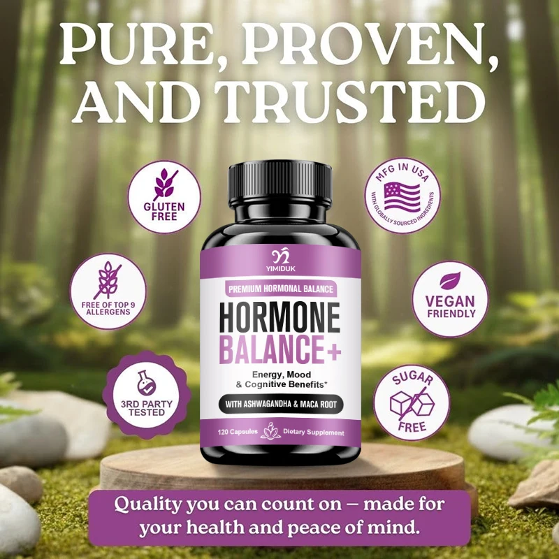 Buy 1 Get 1 Free! Hormone Balance Supplement, for Balances Estrogen, Stress Relief, Boosts Energy & Mood, Metabolism, Vegan view 3