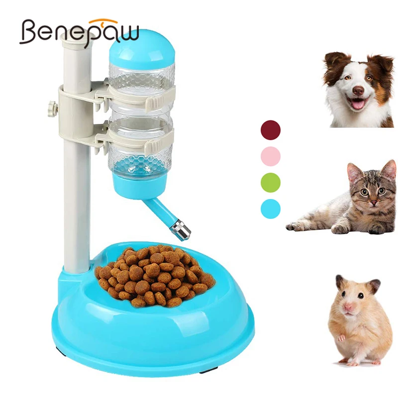 

Benepaw Adjustable Pet Automatic Water Food Feeder Bottle Detachable Pole Height Dog Cat Standing Dispenser Bowl 500ml/16.9oz