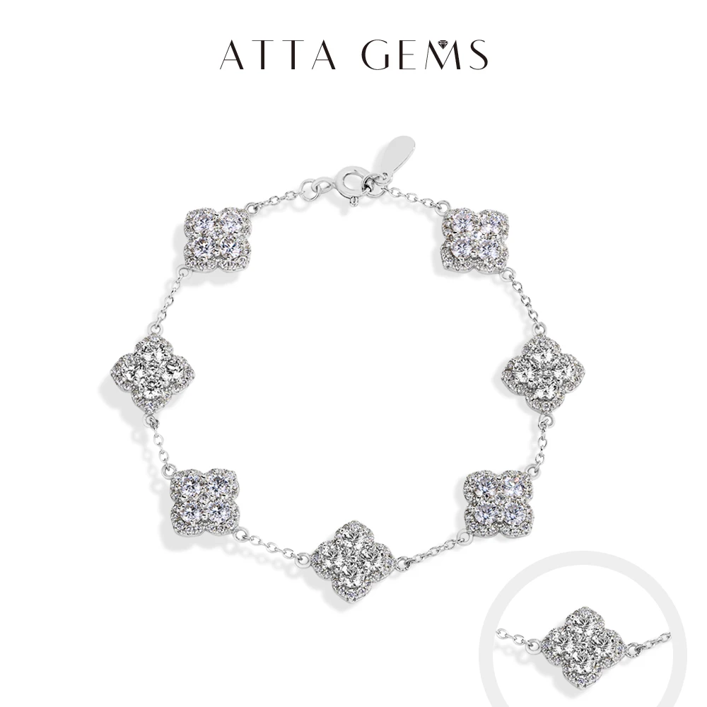 

ATTAGEMS Full D VVS1 Moissanite Bracelets S925 Silver Yellow Gold Plated Bracelet for Women Lucky Jewelry Shipping From the USA
