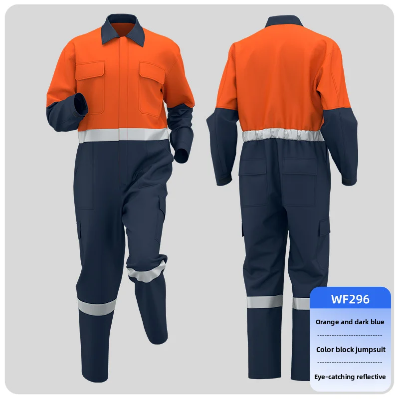 Men's one-piece workwear, reflective, safe, wear-resistant, shipyard machinery repair, construction worker labor protection suit