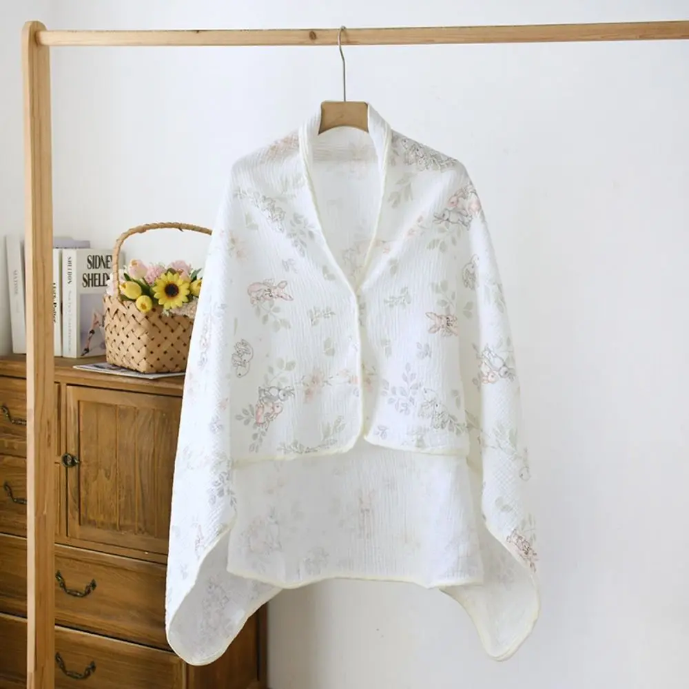 

Floral Printed Cotton Mother Cape Blanket Breathable Keep Warm Cartoon Mommy Shawl Soft Feeding Cover
