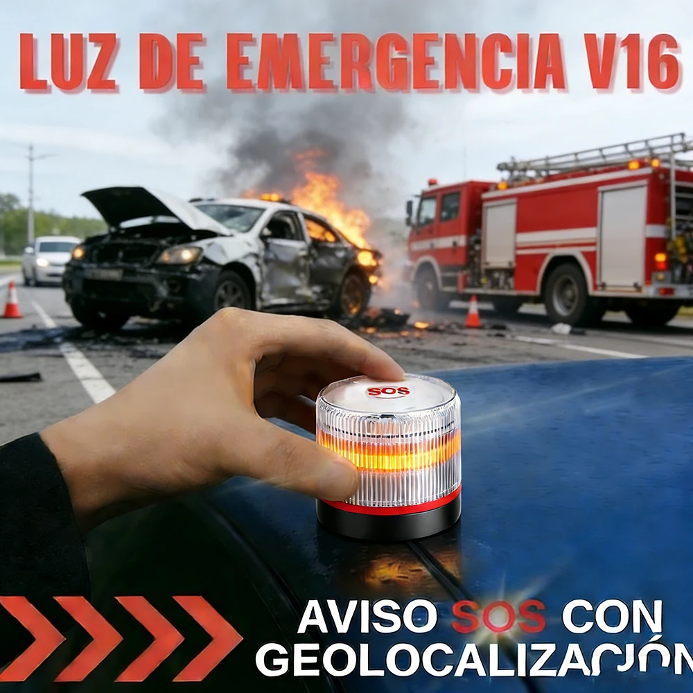 

Обязательный испанский автомобиль 2026 года. Автомобильный аварийный светильник V16 Geolocation DGT 3.0, одобренный с SIM-картой и оплатой данных до 2038 лет.