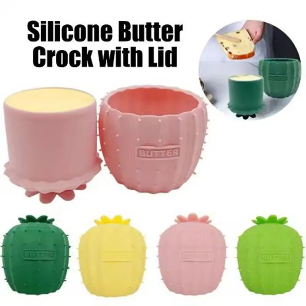 Creative Silicone Butter Crock Sealed Keeping Fresh Covered Butter Dish with Lid Dustproof Butter Container for Home