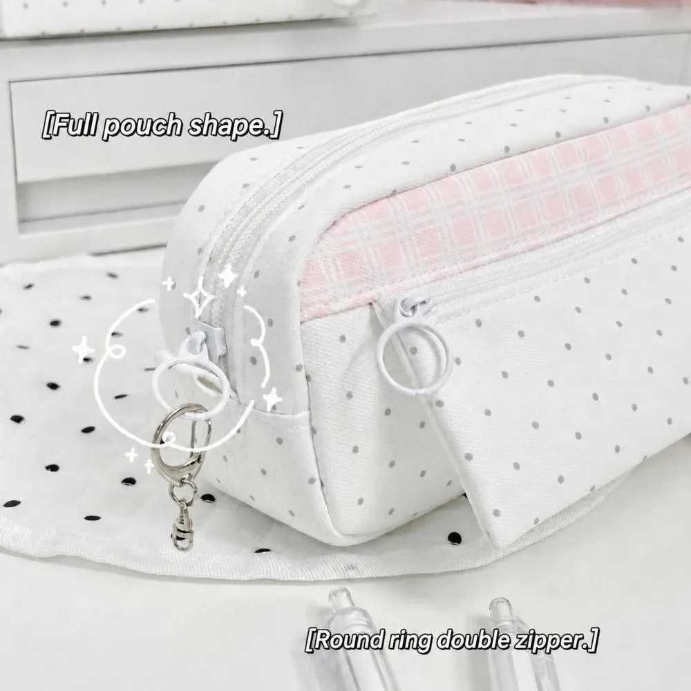 Aesthetic Polka Dot Plaid Penc - огляд і ціна Aesthetic Large Pencil Case Pouch