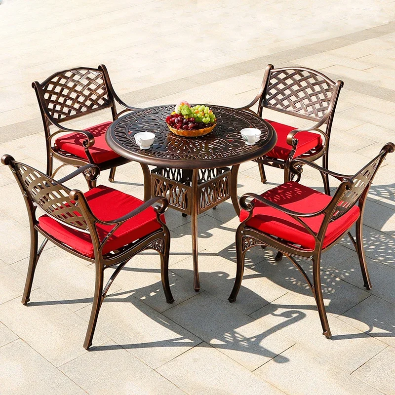 Wrought iron table chair courtyard leisure villa garden open-air balcony cast aluminum outdoor table and chair set combination