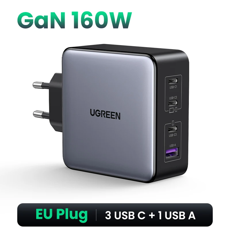 160W  PD USB 充電機 UGREEN 160W GaN充電器 PD3.1 Type C Macbook Pro ノートパソコン用