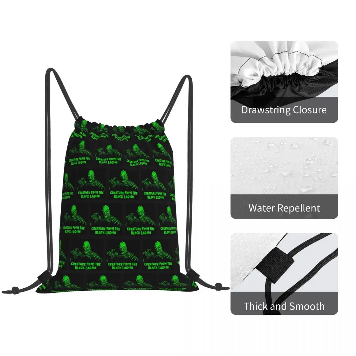 Black Lagoon Monster Backpacks Portable Drawstring Bags Storage Bag Book Bags for Man Woman School