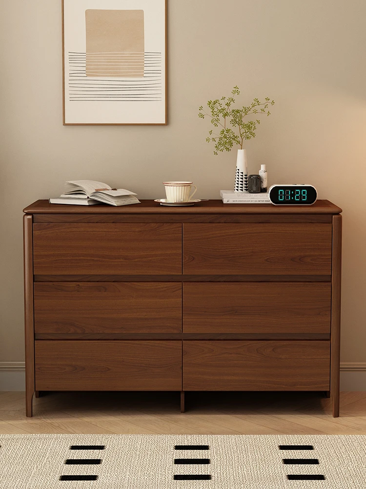 LMM solid wood six-bucket chest of drawers cabinet living room against the wall new Chinese storage bedroom bedside storage