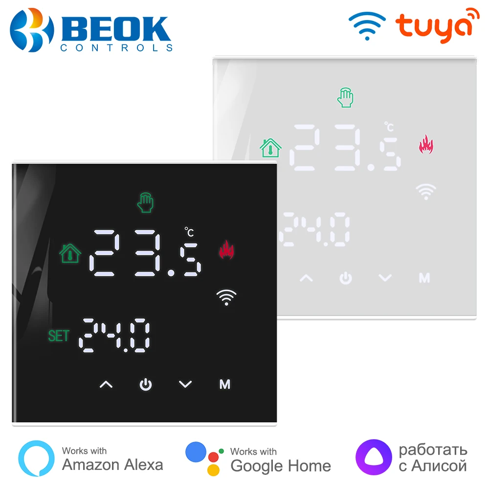 

Beok Wifi Thermostat Electric Floor Heating Programmable Tuya Temperature Controller for Gas Boiler Works with Alexa,Google Home