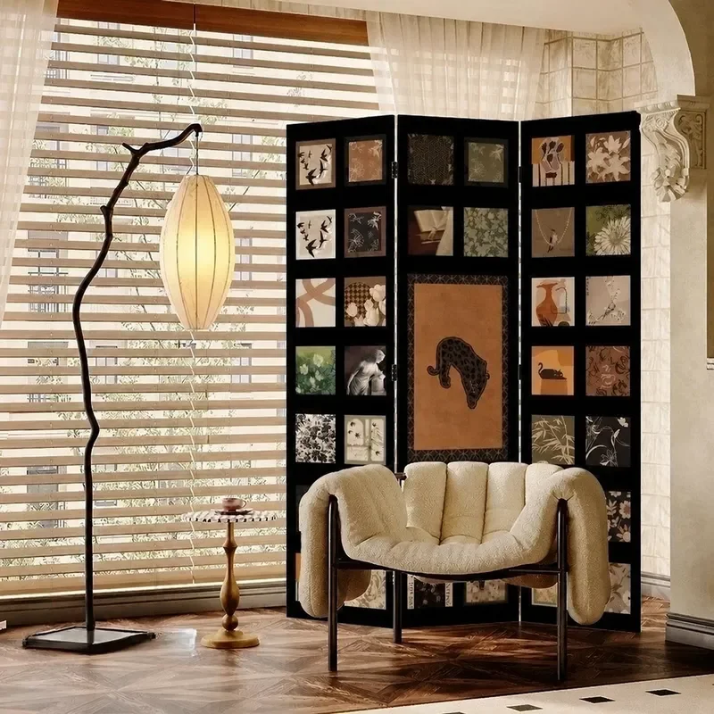 French Medieval Style Folding Screen Partition Mobile Room Divider for Living Room Sofa Corner Entrance Bedroom Home
