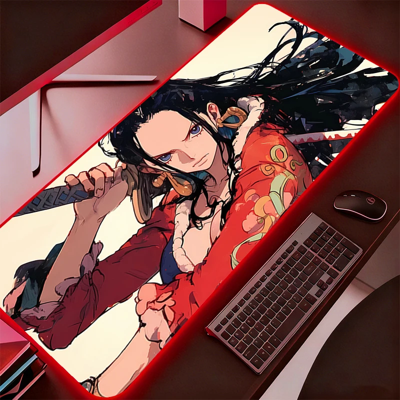 One Piece LED Mouse Pad Backlight Gamer Gaming Accessories Speed Keyboard Rubber Lock Edge RGB Desk Mat Laptop Fashion