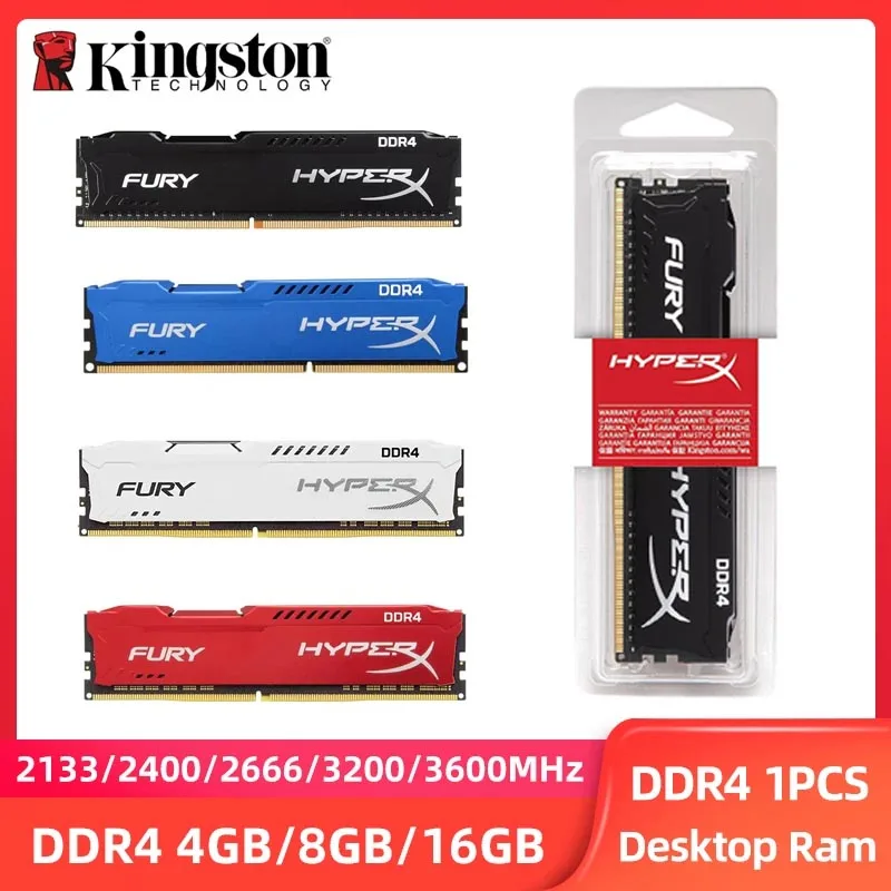 

kingston Fury Memoria Ram DDR4 16GB 8GB 4GB 3600MHz 3200MHz 2666MHz 2400MHz 2133MHz DIMM PC4-25600 28800 288Pin Desktop Memory