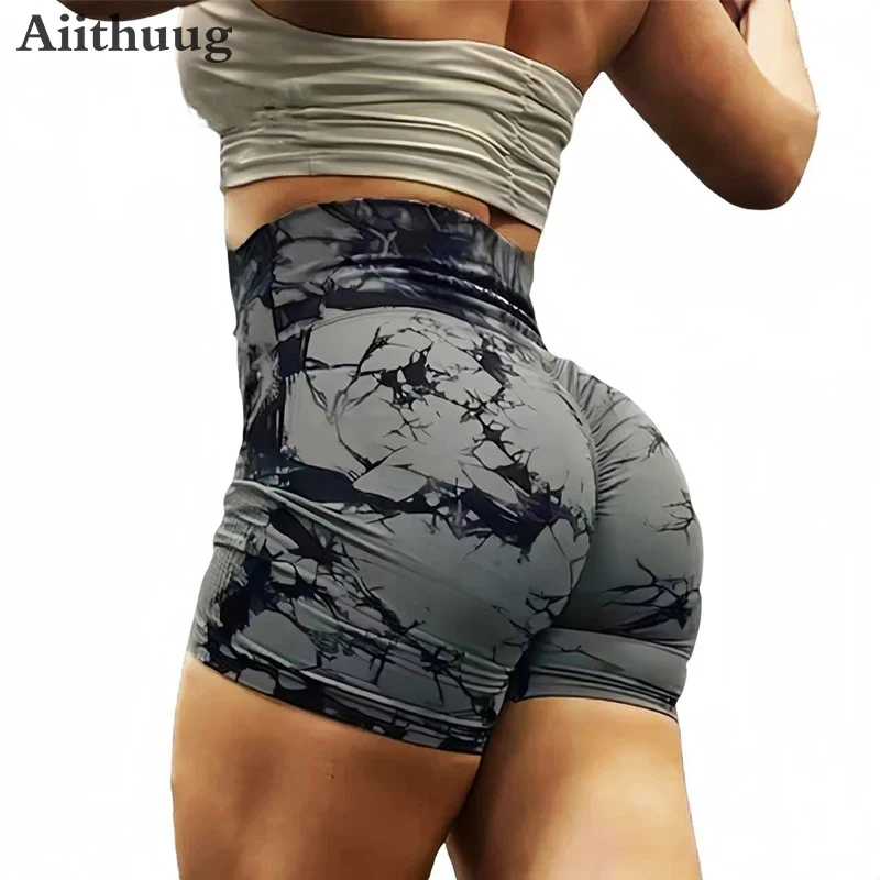 

Шорты для йоги Aiithuug с завышенной талией, женские бесшовные леггинсы, быстросохнущие спортивные тренировочные штаны для спортзала
