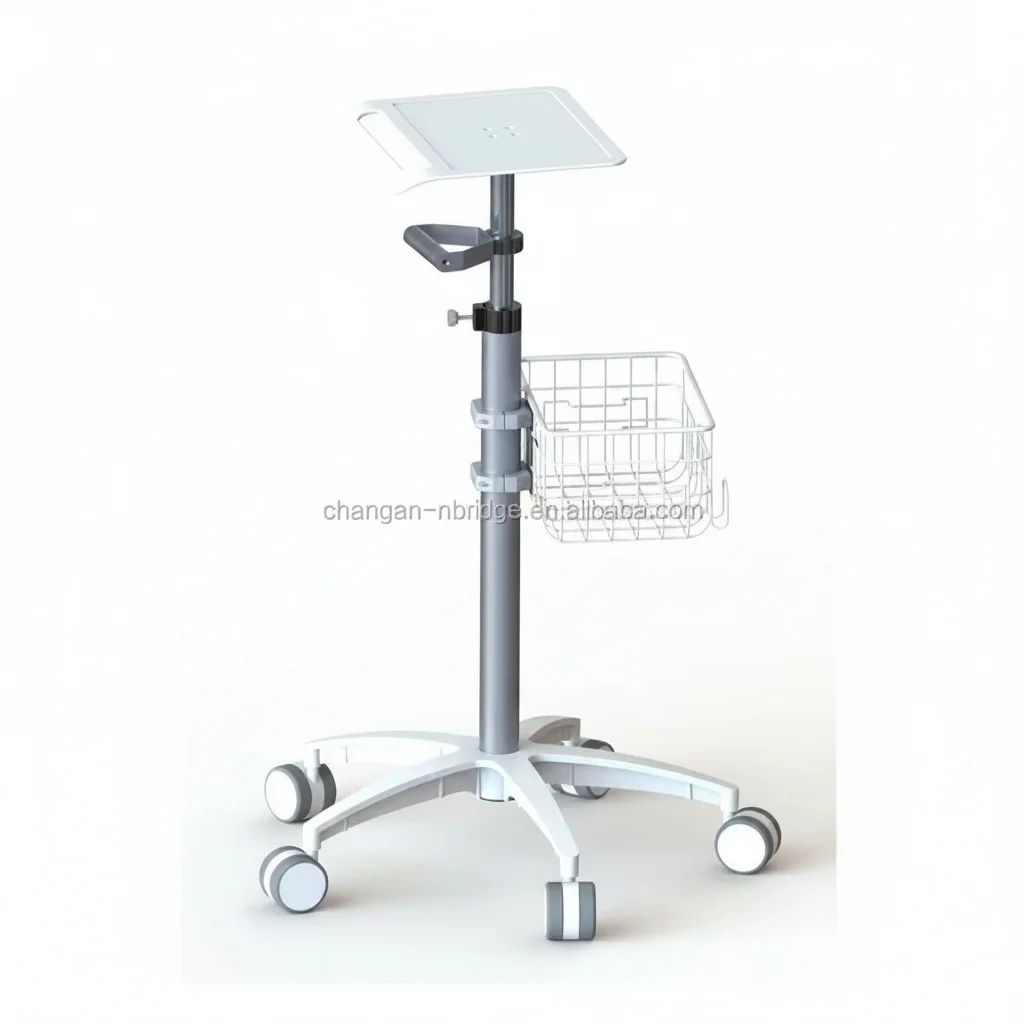 Medical Monitor Trolley, Aluminum 6061-T6 Hospital Cart, 680x680x1010mm Patient Monitor Stand, Premium Hospital Furniture
