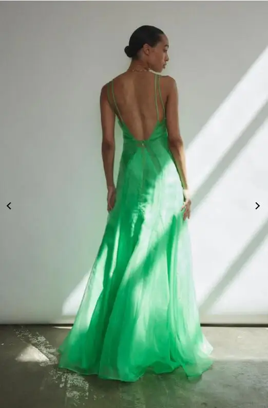 New Couture Green Slip Dresses 2 Pieces A-line Long Backless Women Formal Party Dresses With Bright Line Sexy Slip Gowns