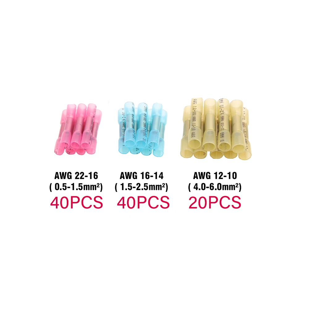 100PCS Heat Shrink Tubing Set Multi-Color Multi-Specification Red 40 Blue 40 Yellow 20 Group Box with Heat Shrink Sleeves for El