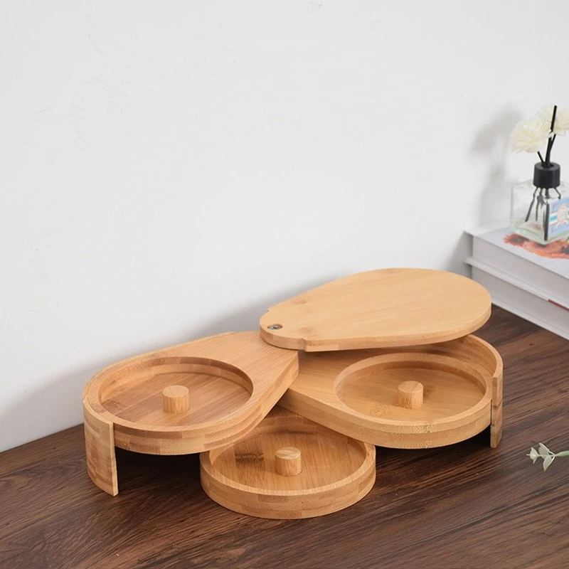 Dreifach drehbare Bar-Party-Utensilien aus Bambus für Saft, Cocktails, Gewürzbox