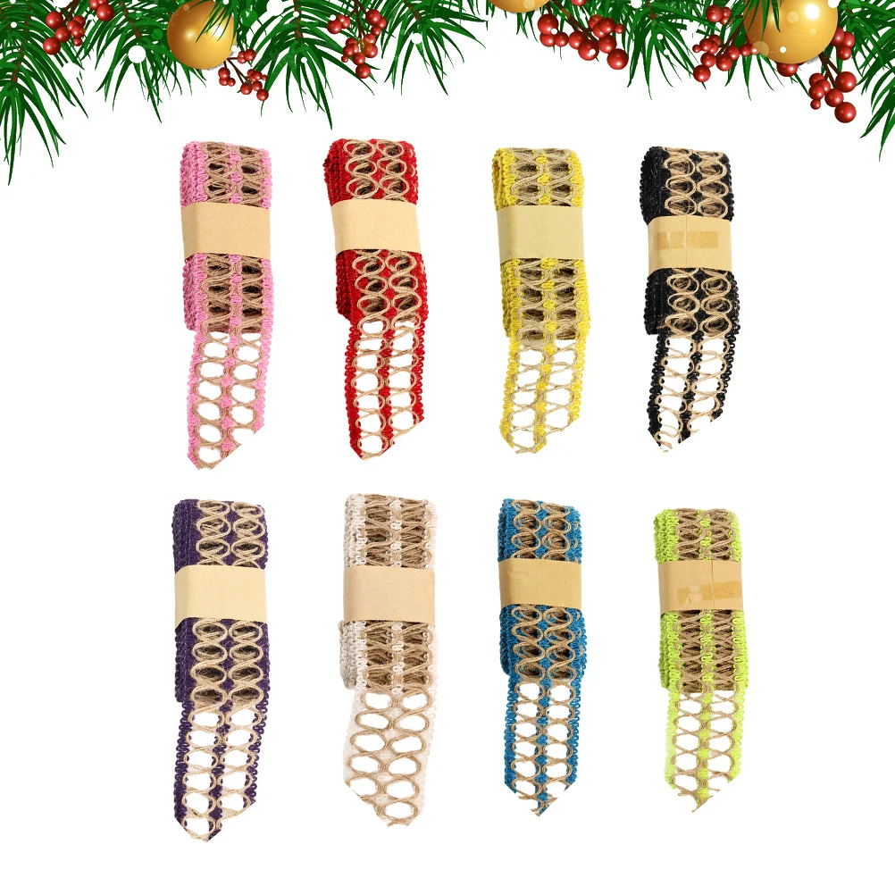 

8pcs Hollow Woven Jute Lace Ribbon 2 Meter For Diy Craft Home Wedding Decor Ribbon Craft Supplies Handicraft Sewing Accessory