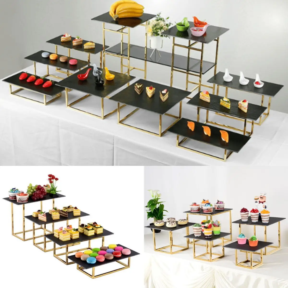 

2024 Newest Grand-Event Party Dessert Table Cake Holder Wedding Cupcake Food Bread Flower Stand Buffet Banquet Tea Break Rack