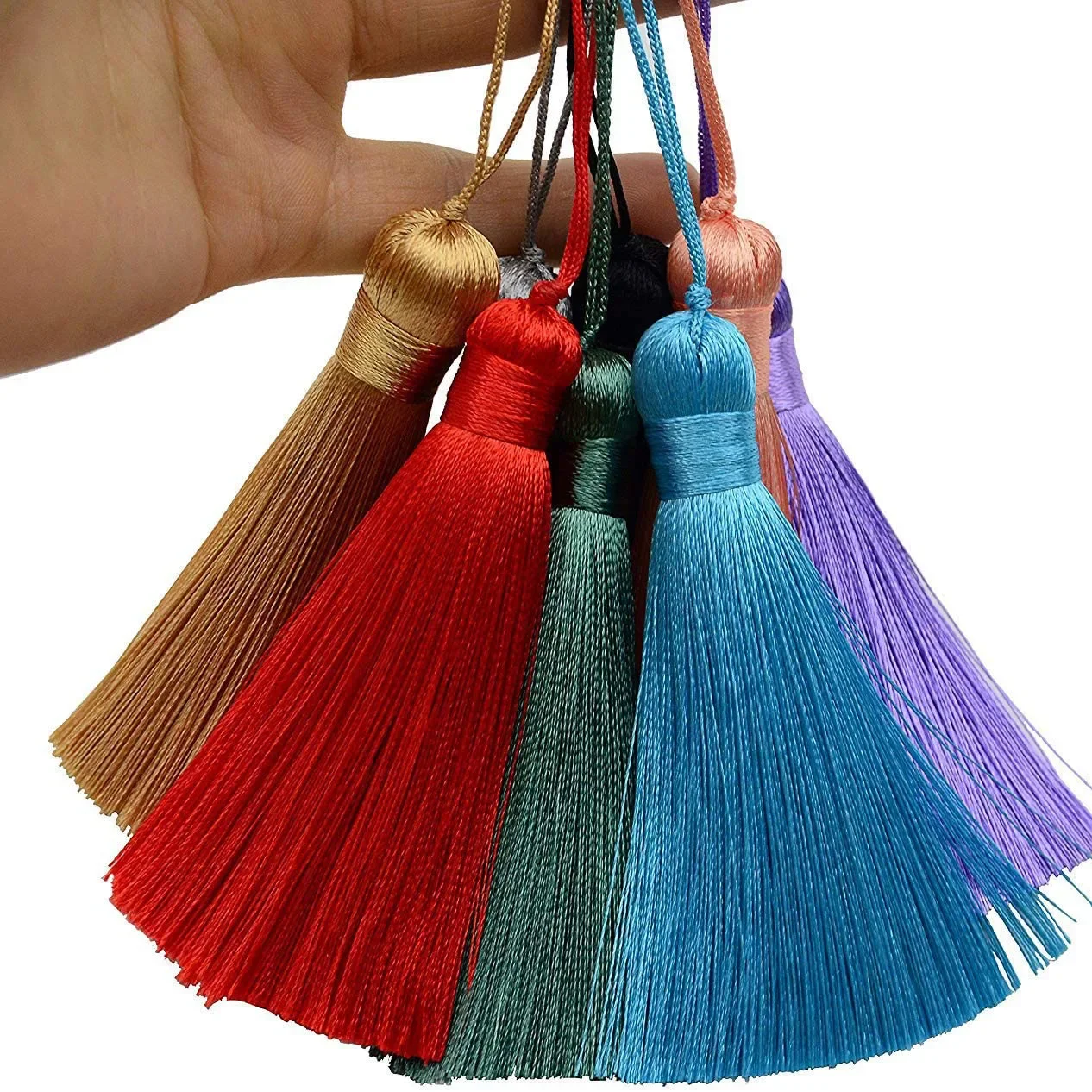 10/5/2Pcs 8cm Silk Tassel Trim Accessories for Jewelry Making Satin Tassel Brush DIY Earrings Pendant Handmade Crafts Findings