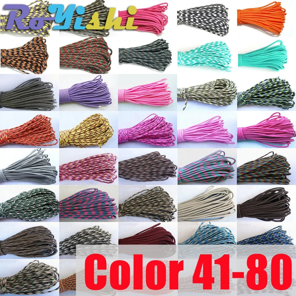 

7 Cores 550 Paracord Cord 31M Dia.4mm For Outdoor Camping Survival Lanyard Parachute Rope Hiking Tent Accessories Color 41-80