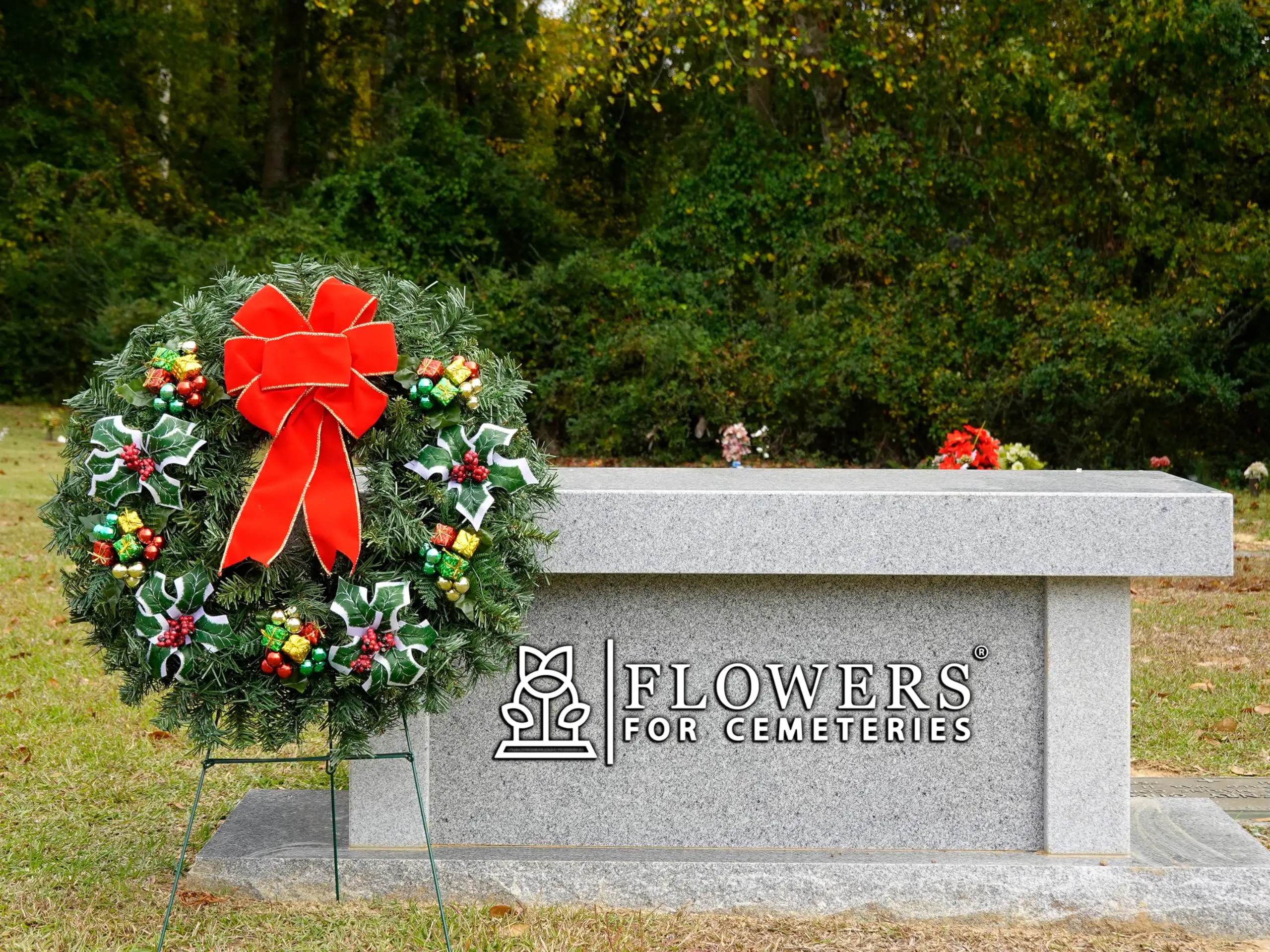 Christmas -Wreath Decoration - Christmas Wreaths Outdoor - 24 inches Christmas Holiday Ornaments with Red Velvet Bow on