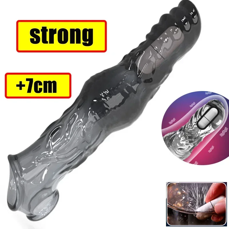 Penis Extension Sleeve Soft Delayed Ejaculation Condoms Beast Penis Extender Dick Sleeve Adult Sex Toys For Men Massage Vagina