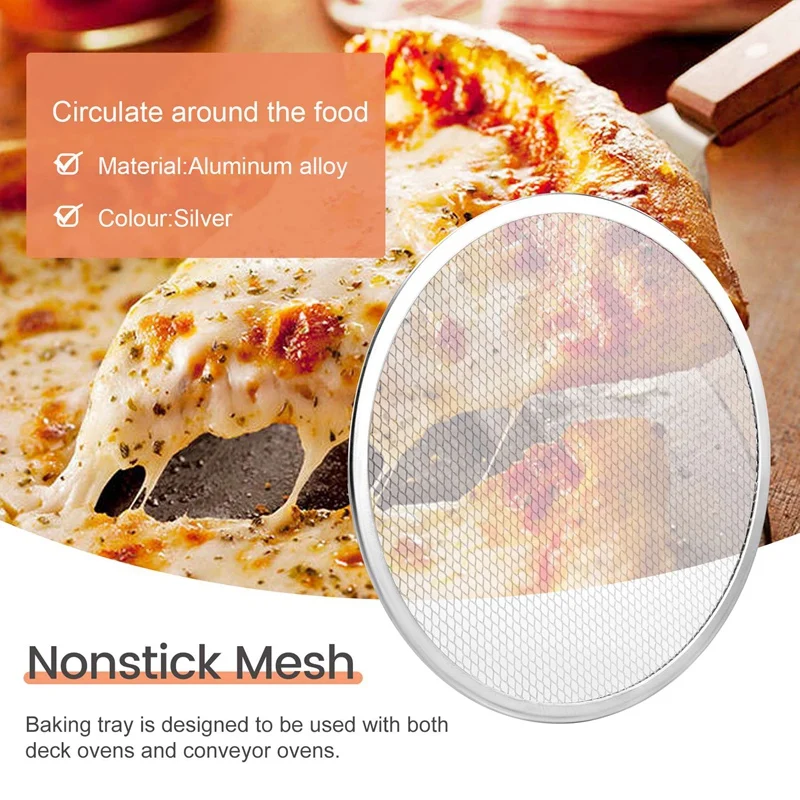 Professional Round Pizza Oven Baking Tray Barbecue Grate Nonstick Mesh Net(12 Inch)-A50M