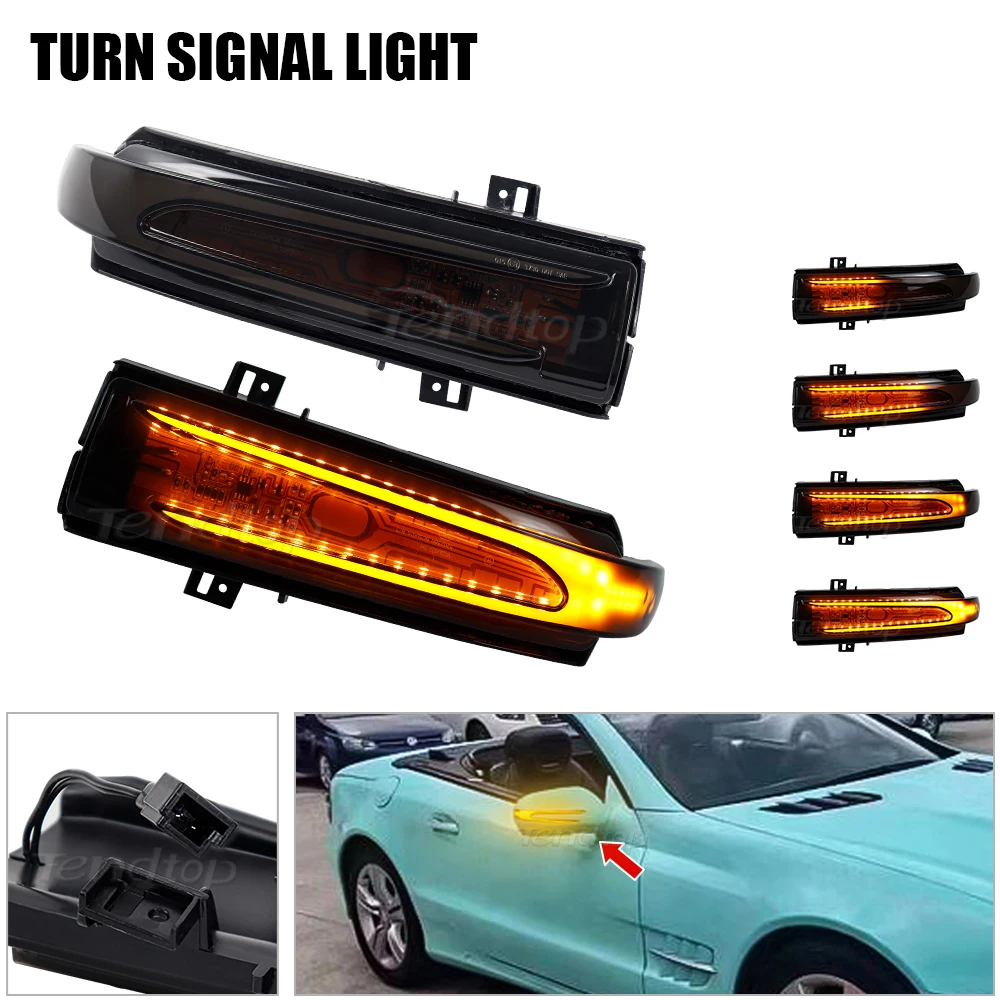 2pcs Dynamic Turn Signal LED Light Side Mirror Indicator For Mercedes Benz CLS W219 CLC SL R230 SLK Class R171 E-coupe W207 C207