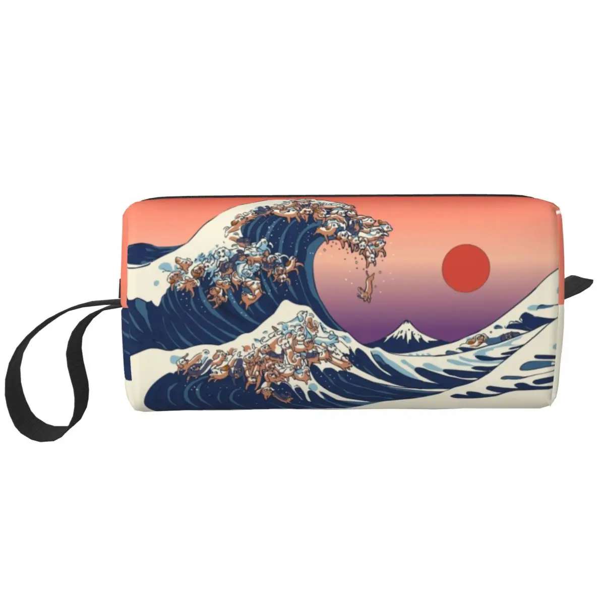 The Great Wave Of Dachshunds Travel Cosmetic Bag for Badger Sausage Wiener Dog Toiletry Makeup Ladies Beauty Storage Dopp Kit