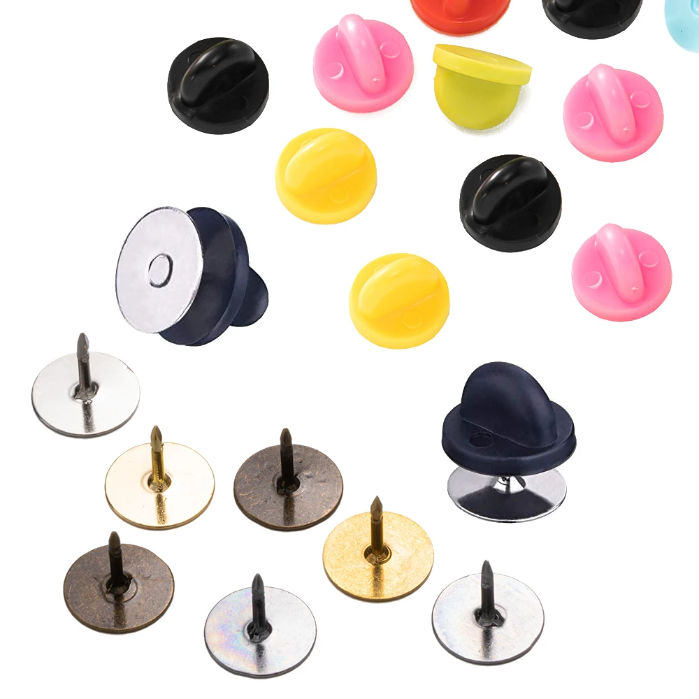 50pcs Rubber Brooch Bukle Button Clasp Pin Backs Clutch Care Cap Nail Tie Back Stoppers Squeeze Badge Holder Jewelry Accessories