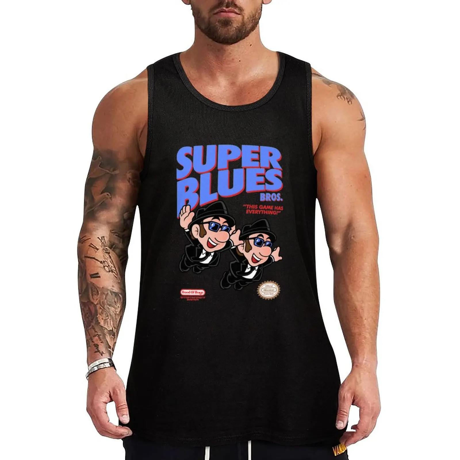 

Blues Brothers Super Blues Bros Tank Top cute tops Sportswear for men Men gym sportswear summer clothes for men