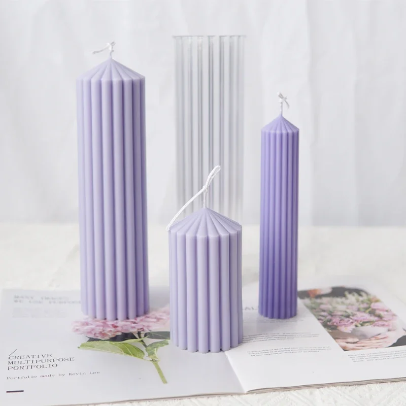 

26cm Acrylic Striped Conical Candle Plastic Mold DIY Geometric Cylindrical Candle Making Tool Acrylic Pc Mold Kit Home Decoratio