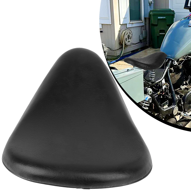 

Black Leather Motorcycle Solo Slim Seat Pad Driver Saddle For Harley Sportster Bobber Chopper Custom Cafe Racer