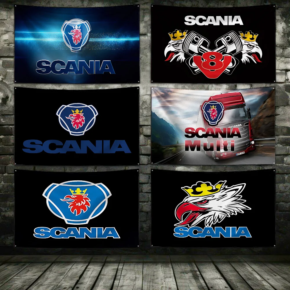 Banner con stampa digitale in poliestere con bandiera per auto Ft Scanias per garage o decorazione