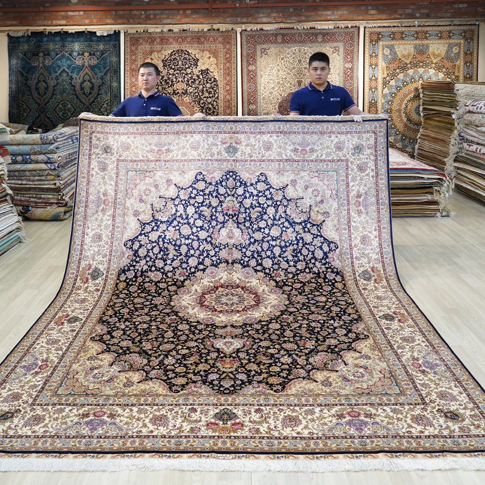 244x305cm Hand Made Hereke Oriental Chinese Rug Large Blue Persian Carpet (YL2007A)