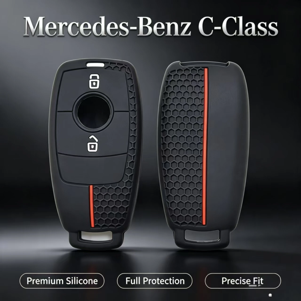 Suitable for Mercedes-Benz E300L Silicone Case Gla200 Honeycomb Pattern C180La200 Cover C260L Mercedes-Benz Glc Keychain