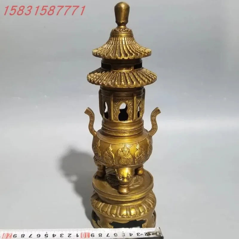 Ji Hengfa, pure copper tower furnace, ancient copper incense burner, copper incense burner, small tower furnace home antique han