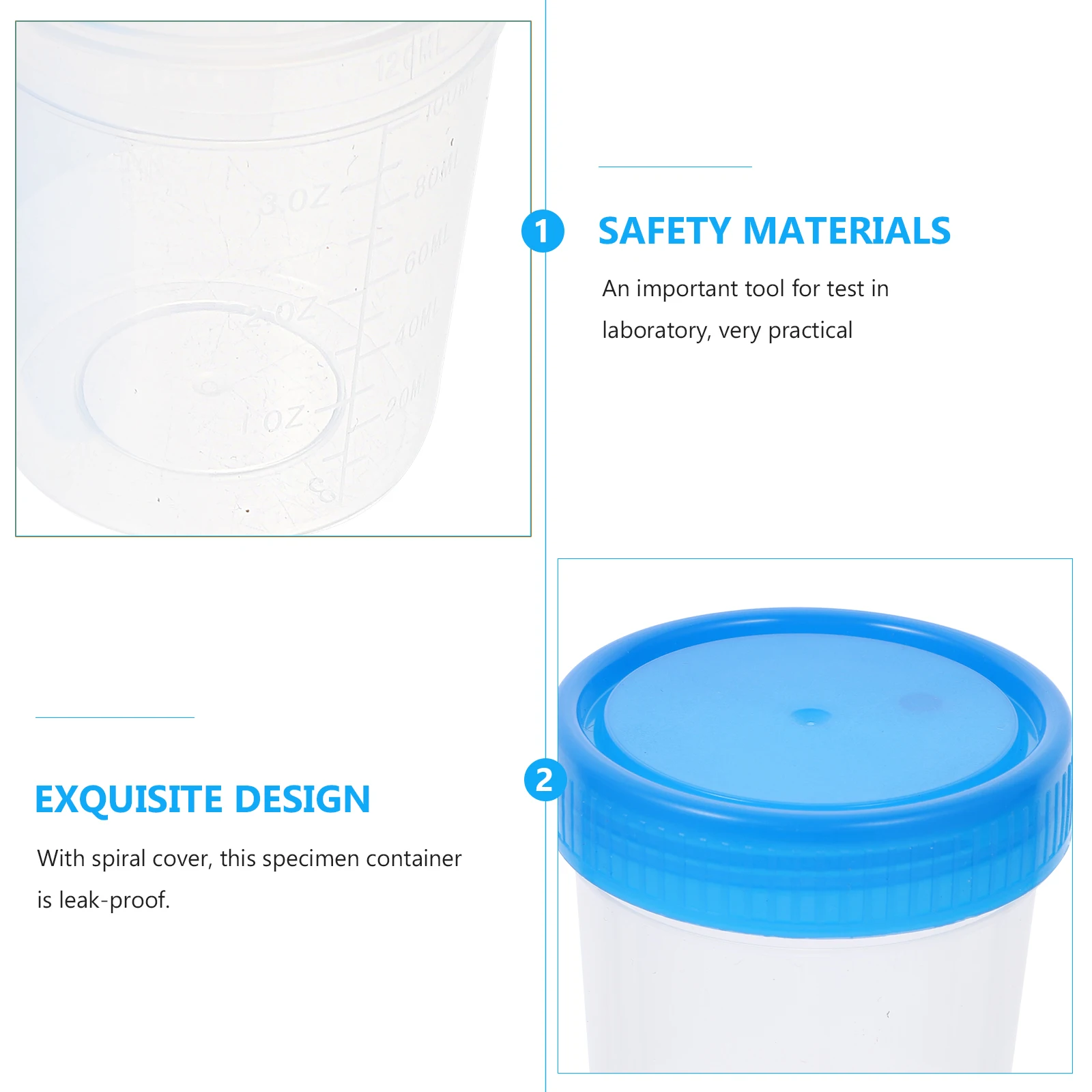 

10pcs Urine Stool Sample Measuring Cup Sputum Cup Random Colors Leak Proof Spiral Cover Laboratory Bottle Specimen Container