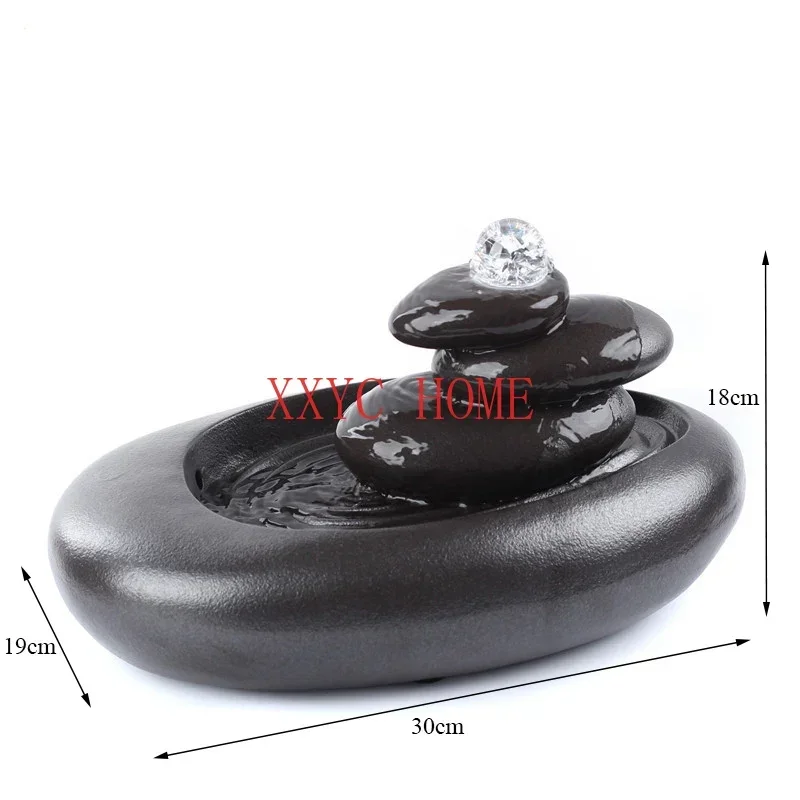 

Ceramic Multi-layer Stone Design Water Fountain Ornaments Office Desktop Feng Shui Crafts Indoor Waterscape Home Decoration Gift