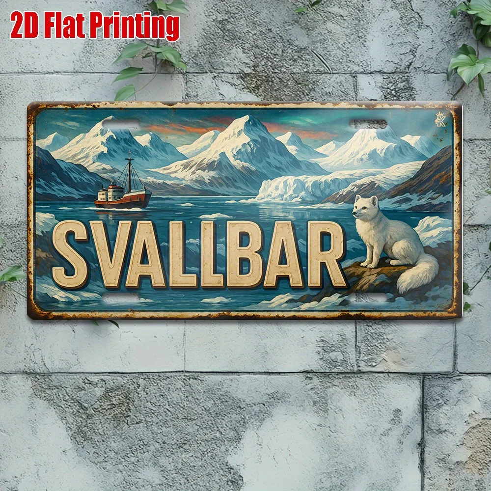 2D Flat, 1pc, Svalbard Polar Expedition Metal Sign, Vintage Aluminum Sign, Suitable for Winter Relaxation Areas,