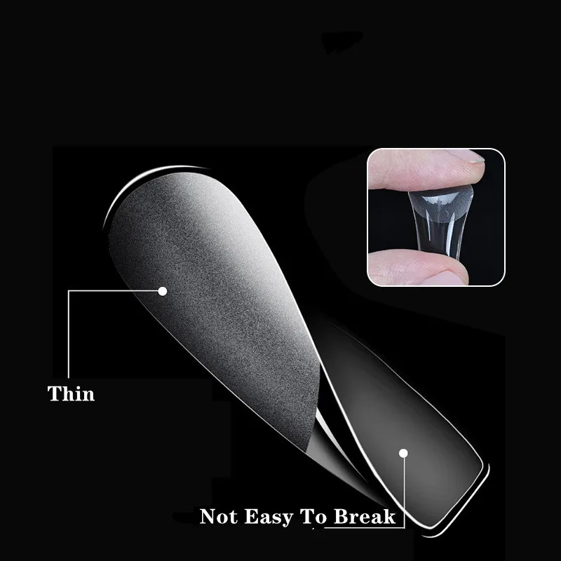 120pcs Press on Nail Extension Tips Full Cover Round Square Ultra-thin Traceless Nail Art French Fake Clear Coffin Gel Manicure