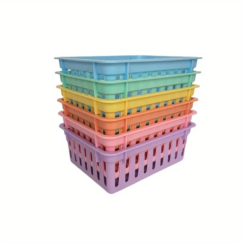 Plastic Macaron Storage Baskets Multi Functional Square Desktop Storage Boxes Classrooms Offices Study Rooms Drawer Organization