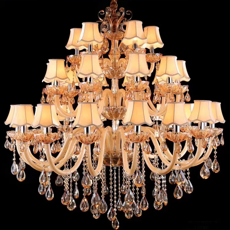 

Continental Chandeliers Luxury Penthouse Hall Living Room Crystal lamp Villa Creative Lamps Staircase Lights Modern Candle Light